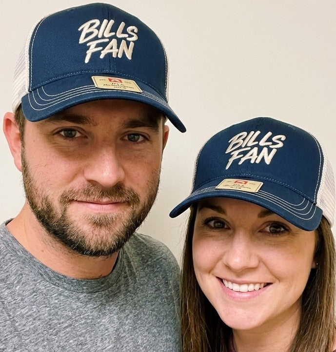 Buffalo Football Fan Hat - Richardson 115 "BILLS FAN" Script Trucker Cap