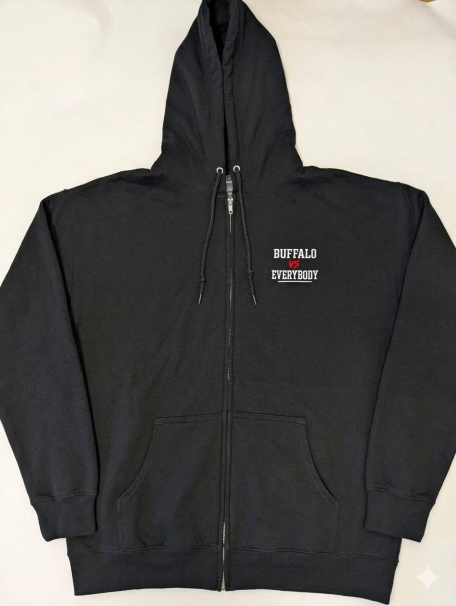 "Buffalo vs Everybody" Embroidered Zip-Up – Local Pride Edition- XL