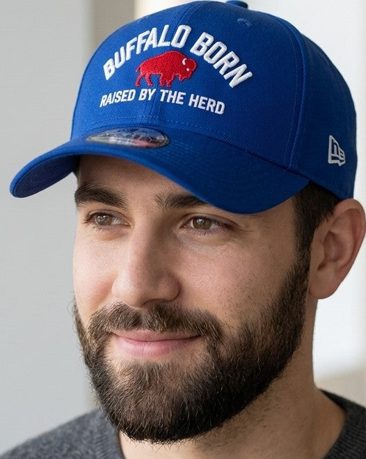 Buffalo Themed Hat - New Era 9FORTY "Buffalo Born, Raised by the Herd" (Royal Blue)