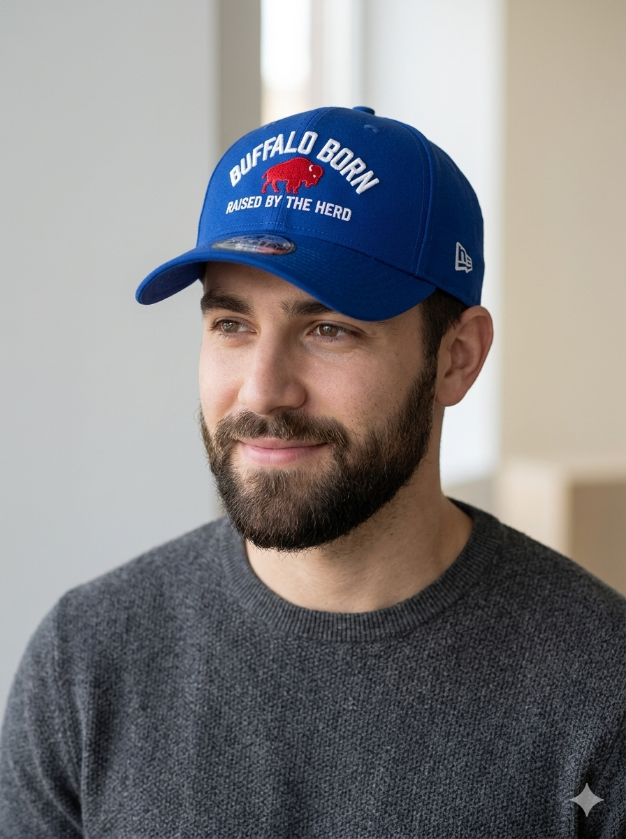 Buffalo Themed Hat - New Era 9FORTY "Buffalo Born, Raised by the Herd" (Royal Blue)