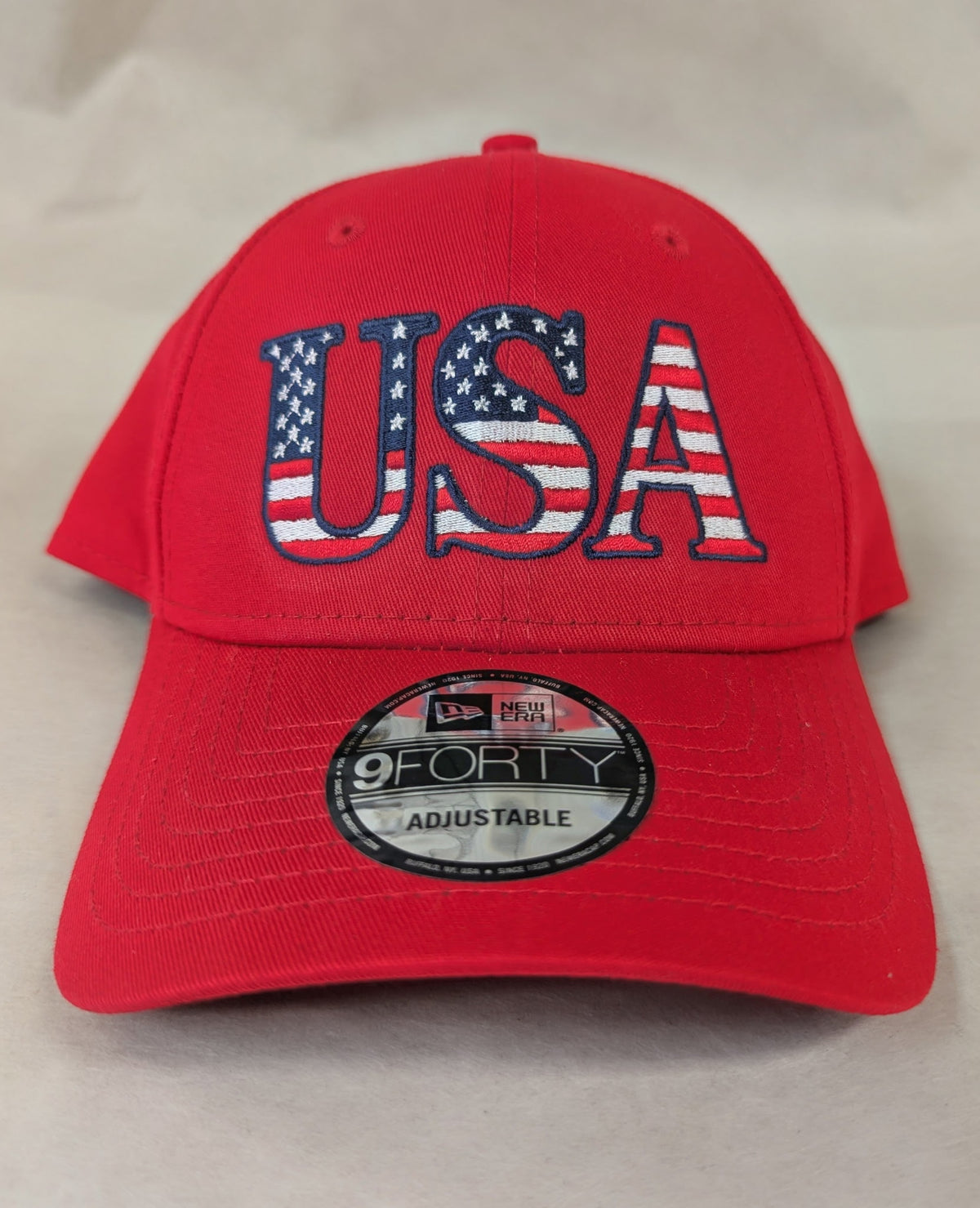 Patriotic USA Hat - New Era 9FORTY Solid Red "American Flag" Edition