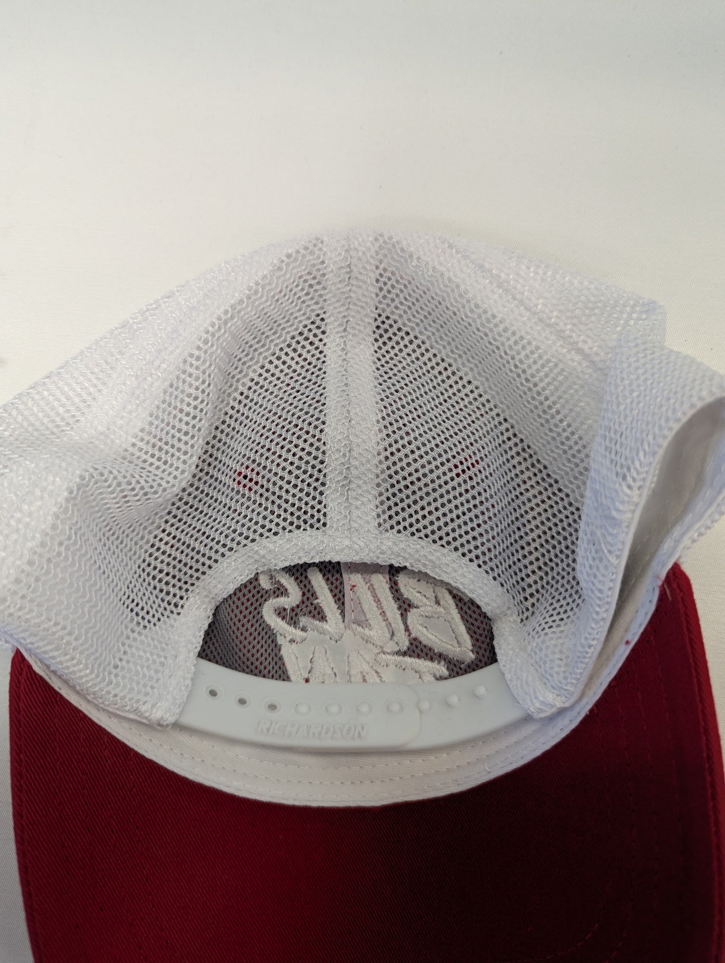 Buffalo Football Fan Hat - Richardson 115 "BILLS FAN" Script Trucker Cap (Red/White)