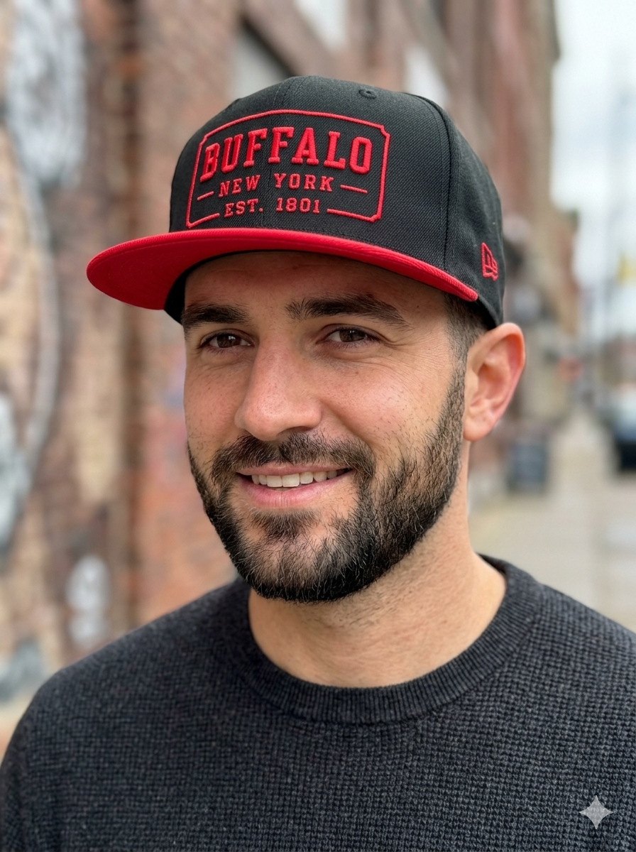 Buffalo Themed Hat - New Era 9FIFTY "Established 1801" Snapback (Black/Orange)
