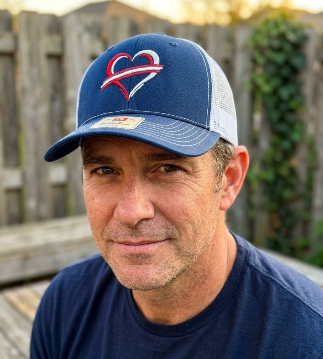 Richardson 112 Navy & White Buffalo Heart Trucker Hat
