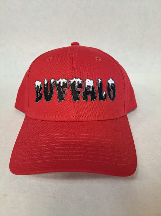 Buffalo Themed Hat - New Era 9FORTY "Snow-Capped Buffalo" Edition (Solid Red)