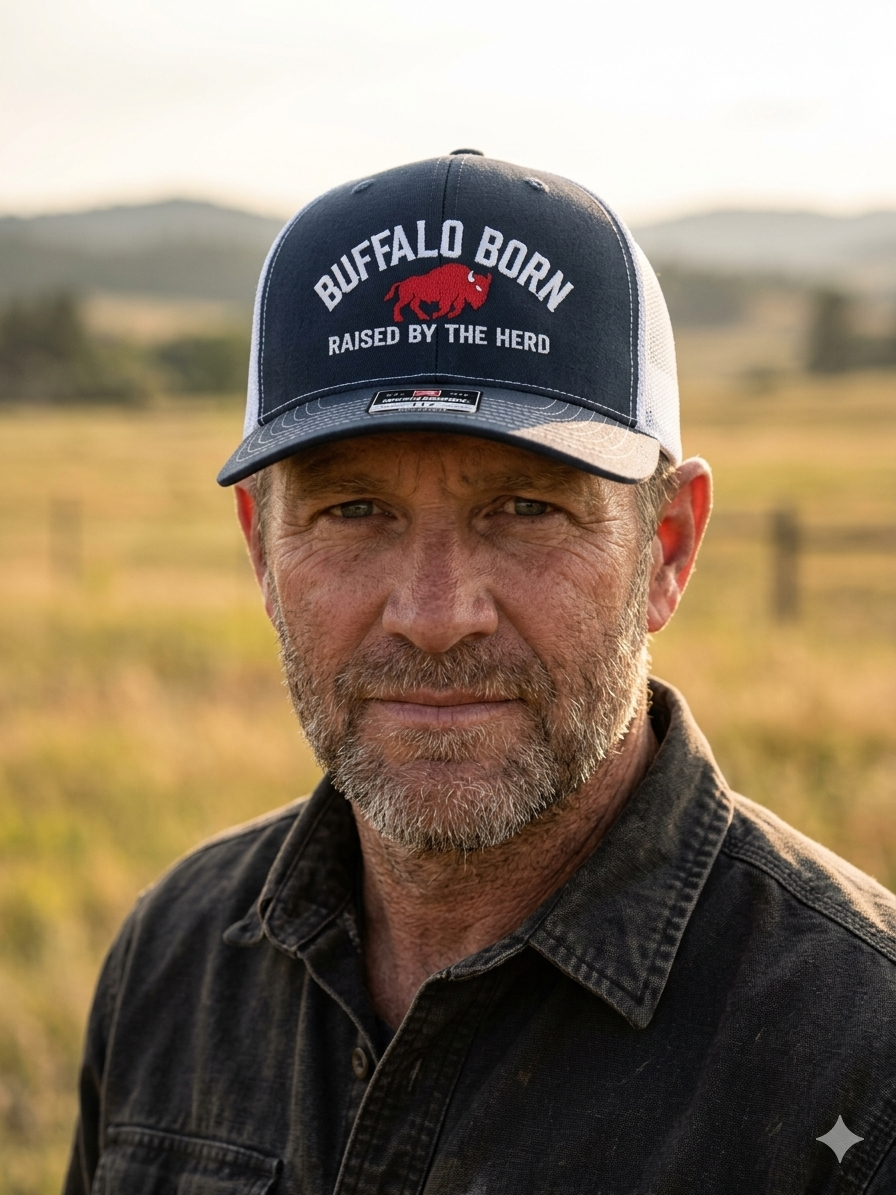 Buffalo born on a black and white Richardson