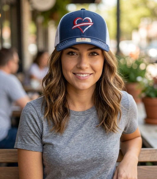 Richardson 112 Navy & White Buffalo Heart Trucker Hat