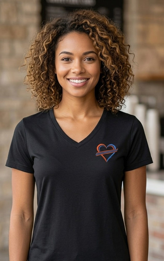 Buffalo Custom Embroidered V-Neck Heart Shirt