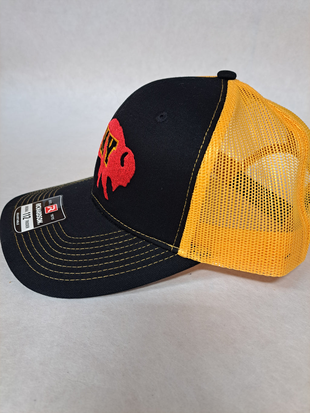 NY on a Buffalo. Black and Yellow Richardson Hat