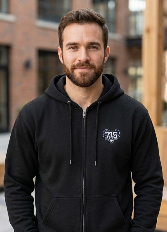 716 Buffalo Charging Bull Embroidered Full-Zip Hoodie