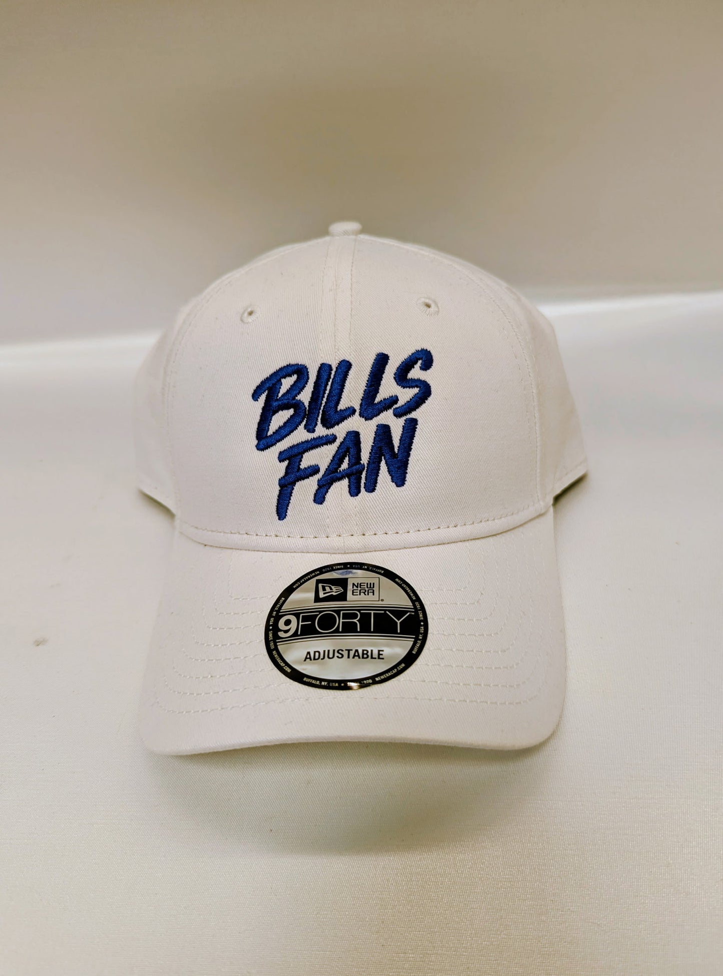 Buffalo Football Fan Hat - New Era 9FORTY "BILLS FAN" Script Edition (All White)