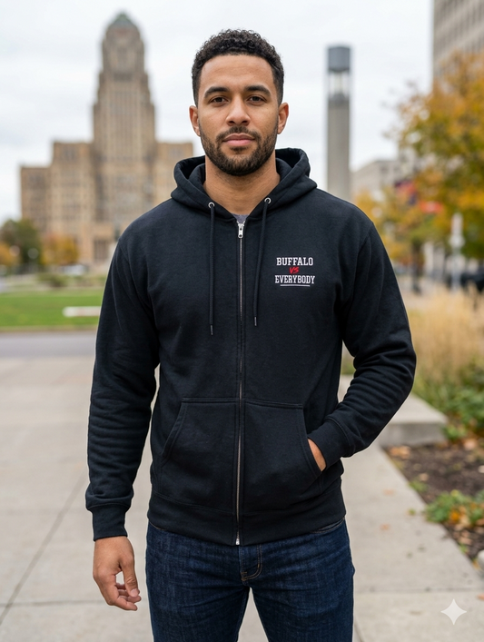 "Buffalo vs Everybody" Embroidered Zip-Up – Local Pride Edition- XL