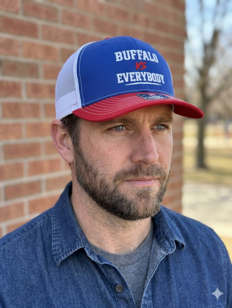 Buffalo vs white on blue/red