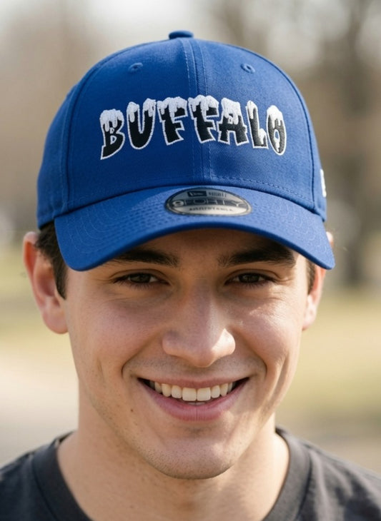 Snow Topped Buffalo Logo on Blue 9forty