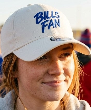 Buffalo Football Fan Hat - New Era 9FORTY "BILLS FAN" Script Edition (All White)