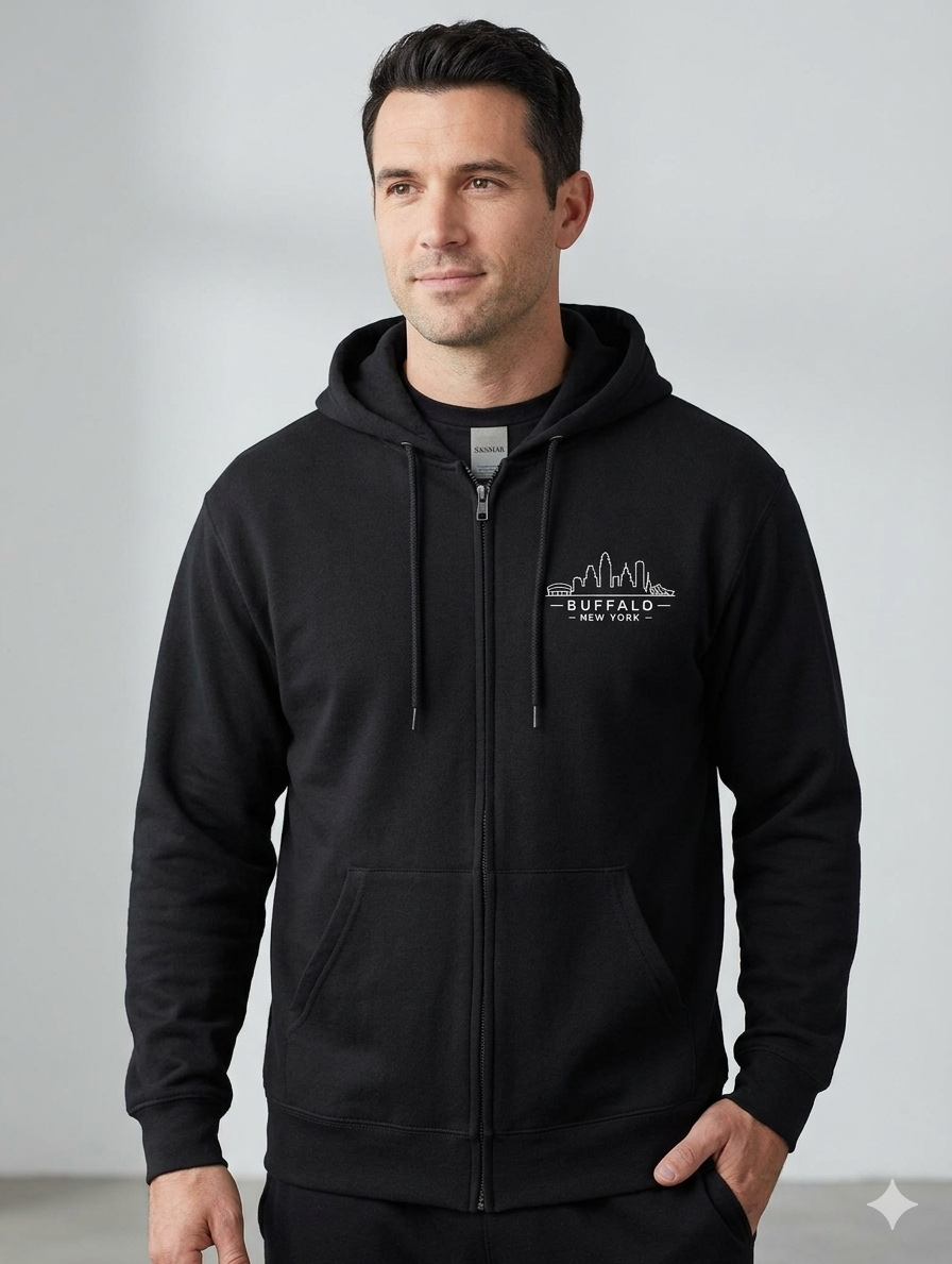 Xtra Large Buffalo Skyline Premium Full-Zip Hoodie