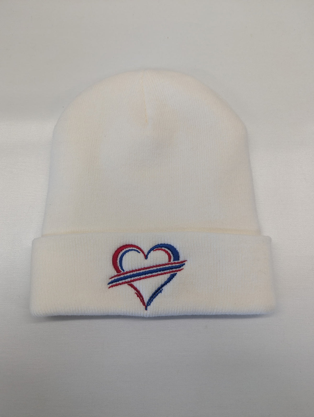 Fleece-Lined White Buffalo Heart Knit Beanie